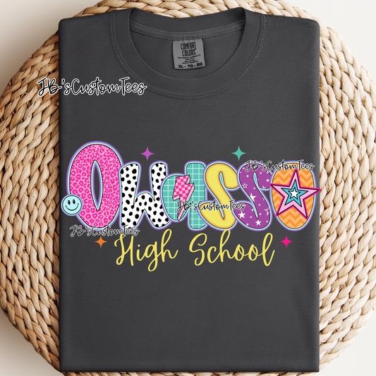 Owasso High School - Preppy Doodle School Spirit Tee