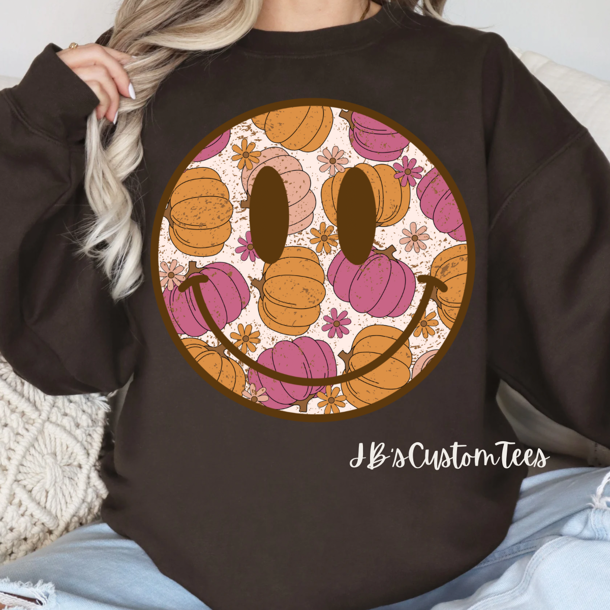 Boho Pumpkin Smiley Sweatshirt