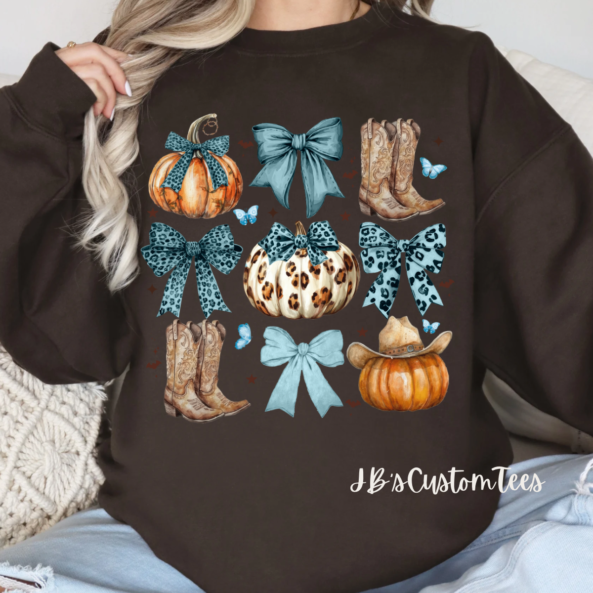 Blue Leopard Western Pumpkin Sweatshirt