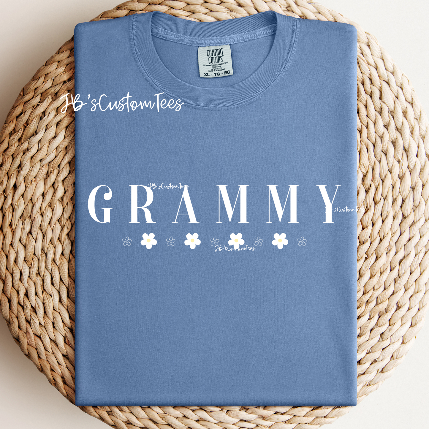 Grandma Daisy Washed Denim Comfort Colors Tee