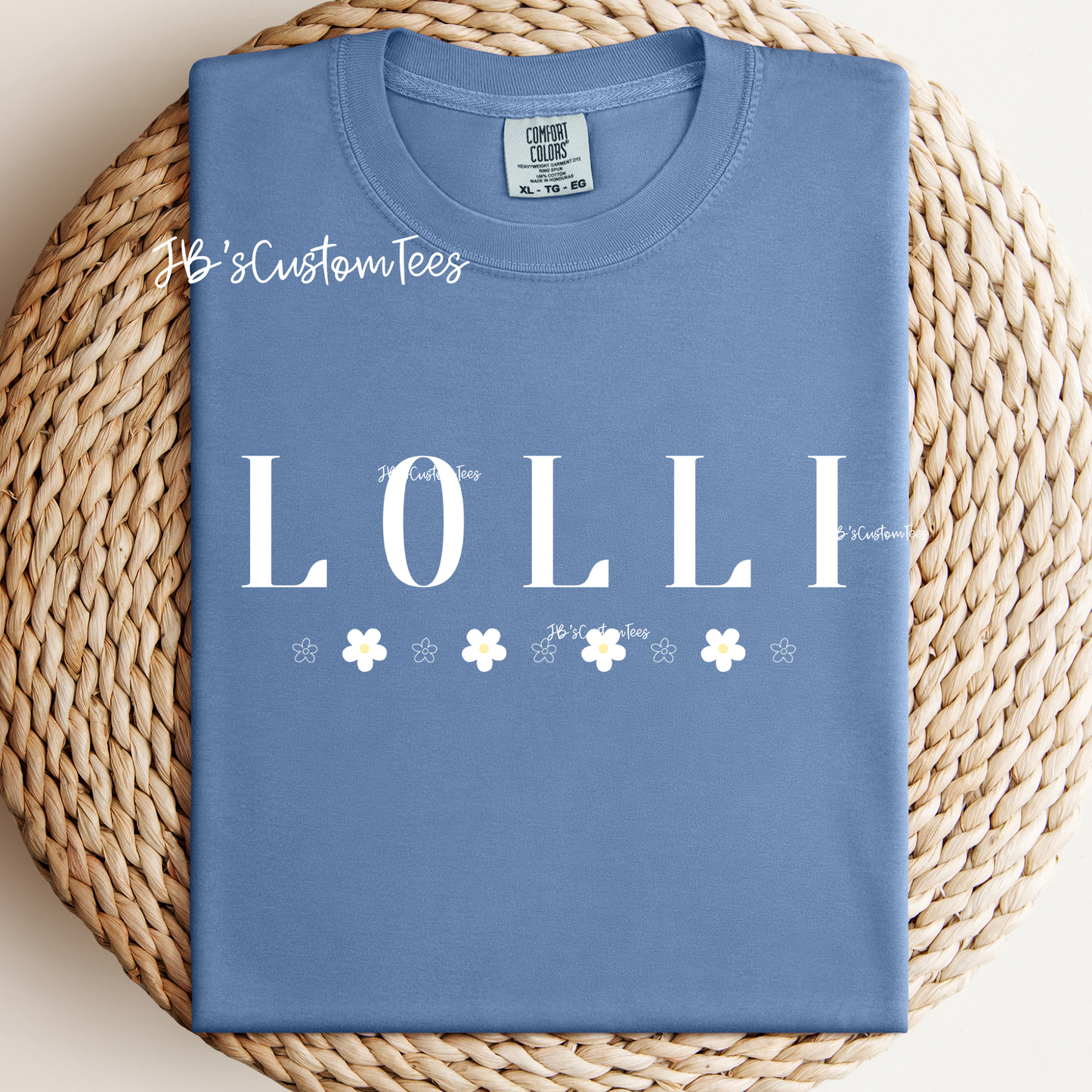 Grandma Daisy Washed Denim Comfort Colors Tee