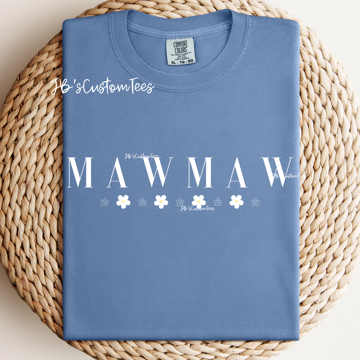 Grandma Daisy Washed Denim Comfort Colors Tee