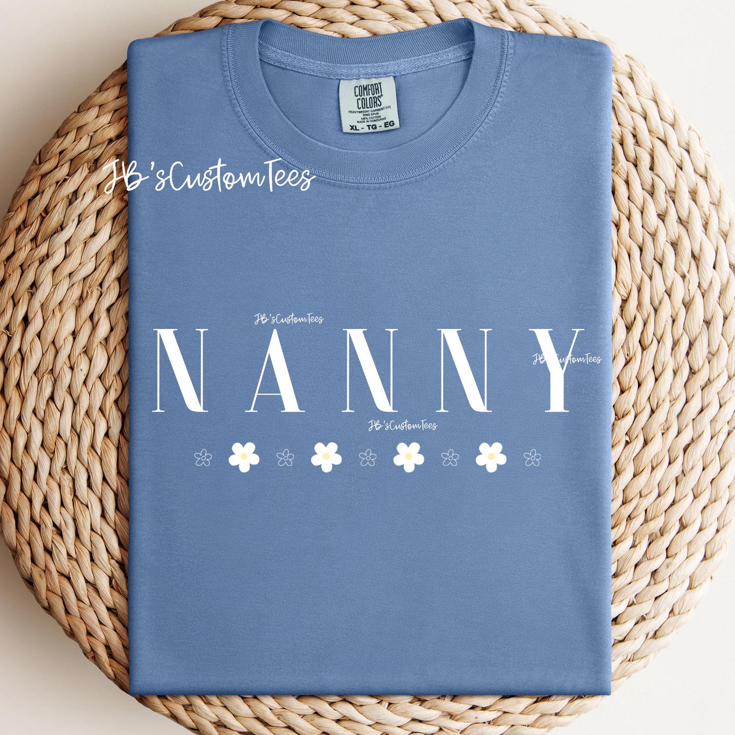 Grandma Daisy Washed Denim Comfort Colors Tee