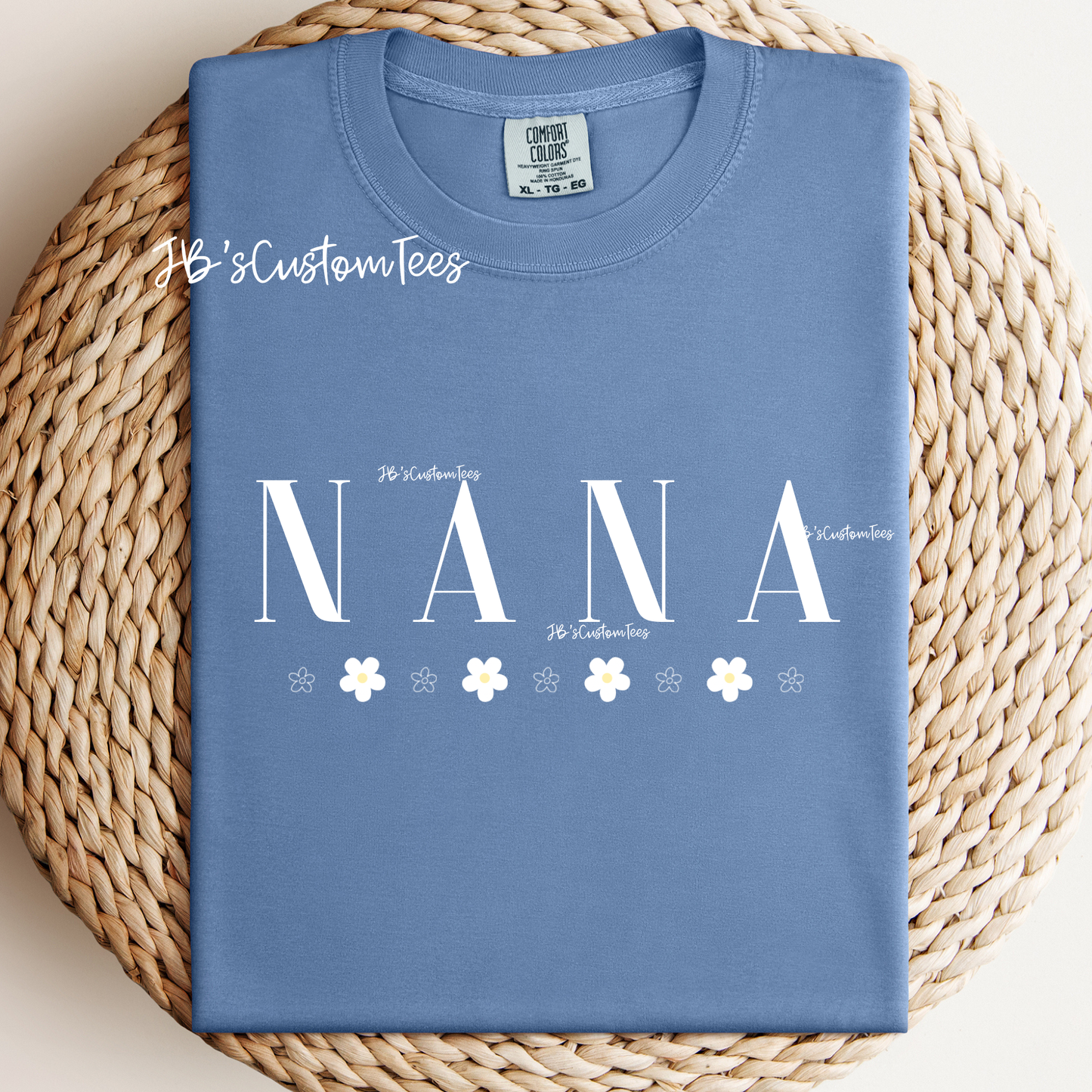 Grandma Daisy Washed Denim Comfort Colors Tee