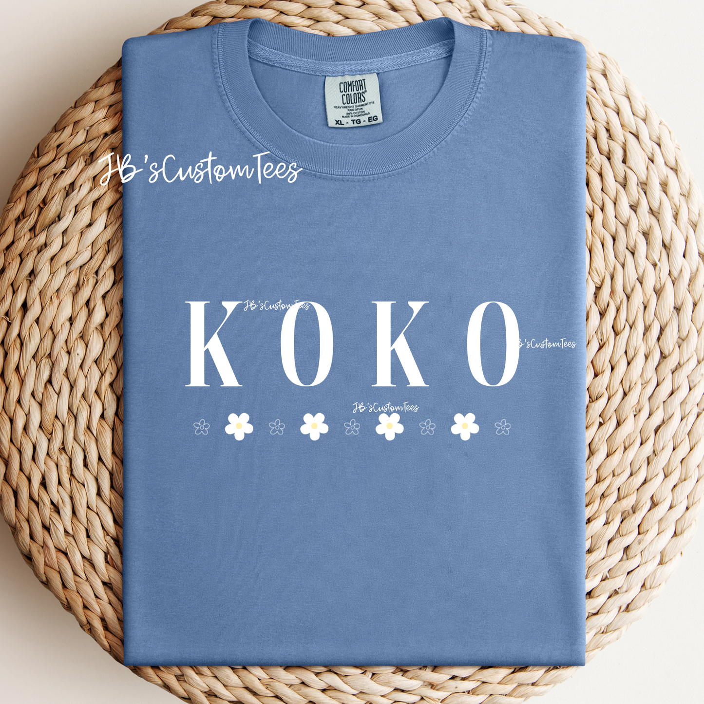 Grandma Daisy Washed Denim Comfort Colors Tee