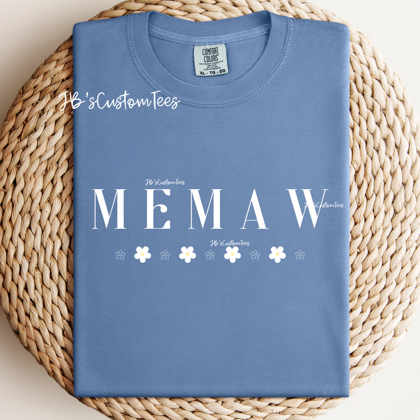 Grandma Daisy Washed Denim Comfort Colors Tee
