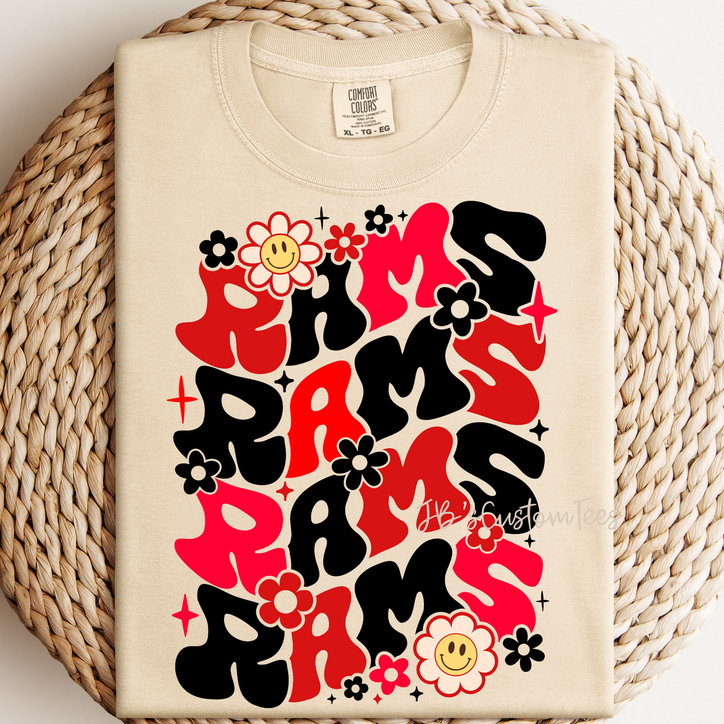 Floral Rams Ivory Comfort Colors Tee