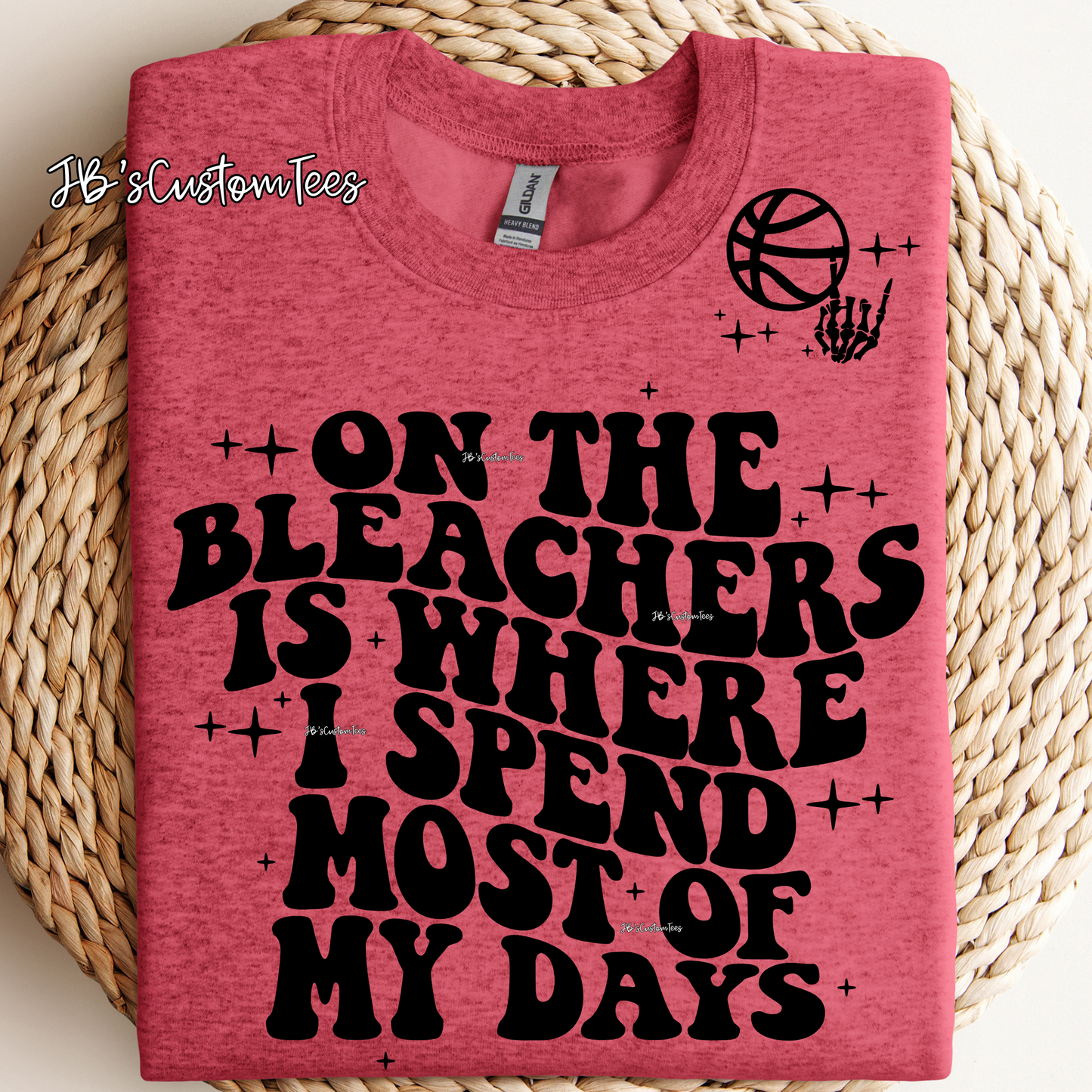 On the bleachers is where I spent most of my days with front pocket design & large back design - Basketball Mom