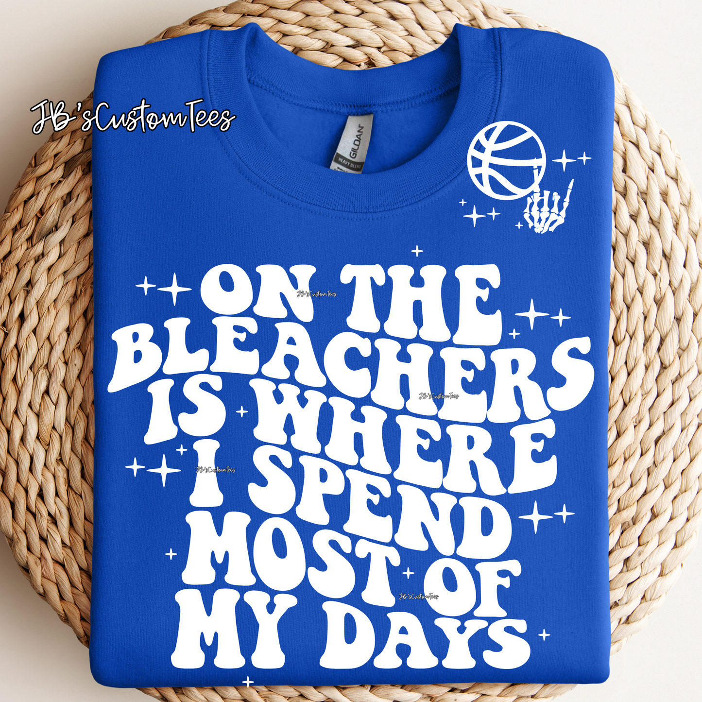 On the bleachers is where I spent most of my days with front pocket design & large back design - Basketball Mom