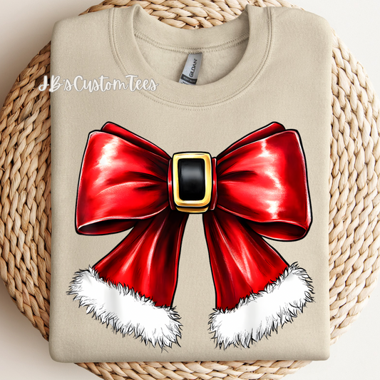 Fluffy Santa Bow Sweatshirt