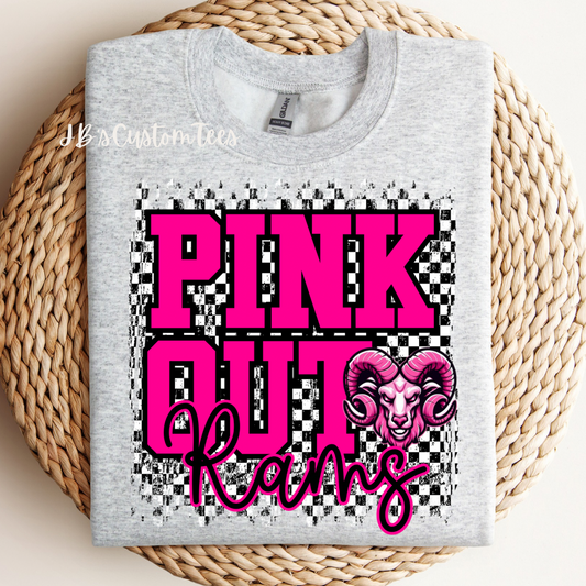 Pink Out Checkered Rams Sweatshirt