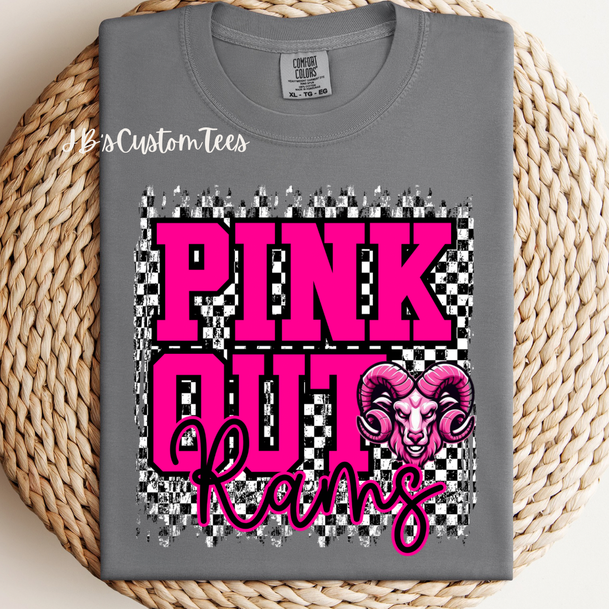 Pink Out Checkered Rams Sweatshirt