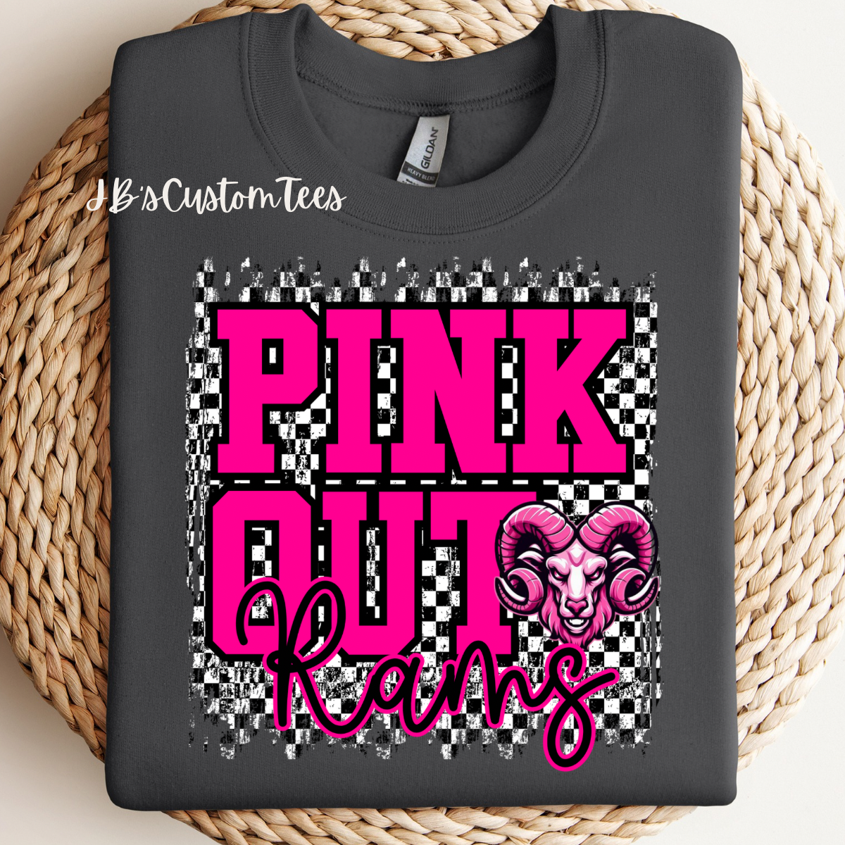 Pink Out Checkered Rams Sweatshirt