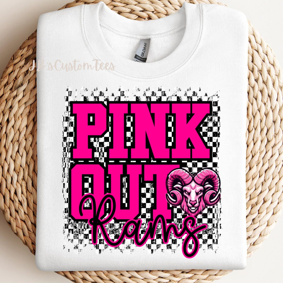 Pink Out Checkered Rams Sweatshirt