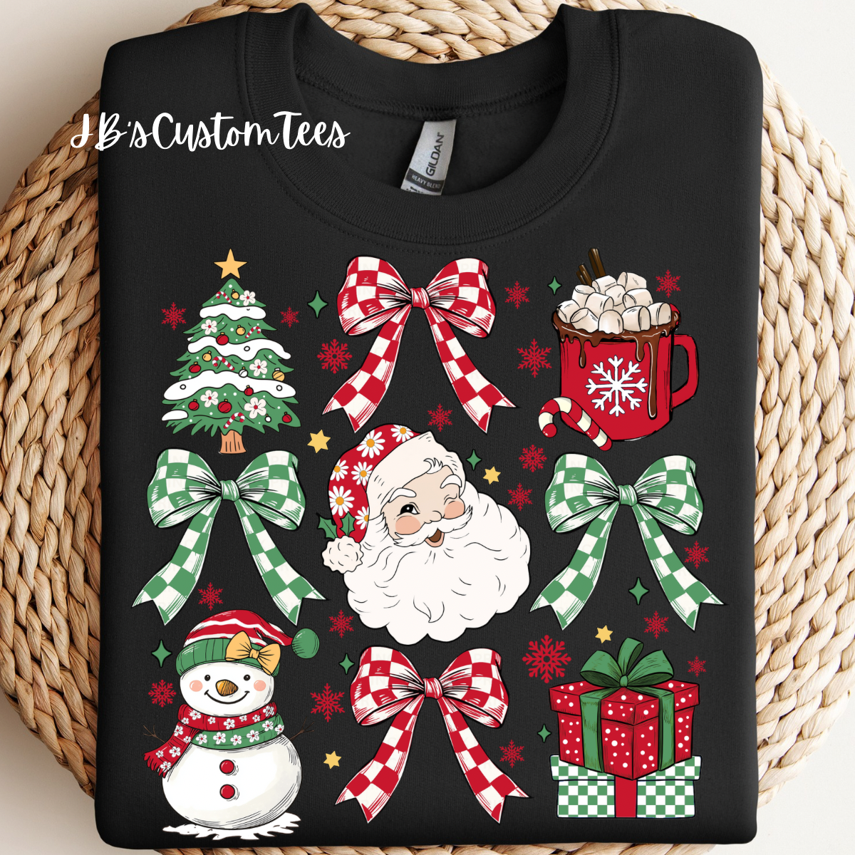 Checkered Bow Christmas Sweatshirt