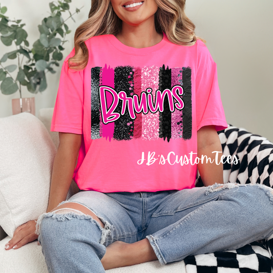 Bruins Pink Brushstroke Comfort Colors Tee