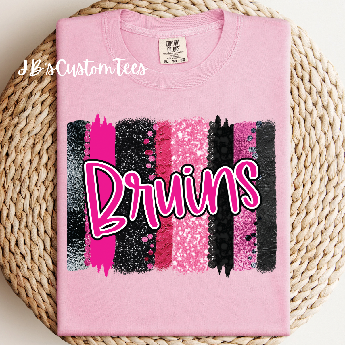 Bruins Pink Brushstroke Comfort Colors Tee