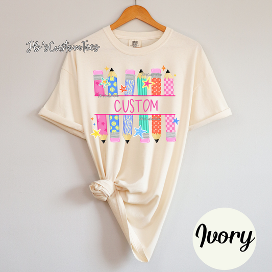Pencils Custom Name Tee
