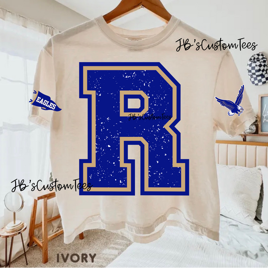 R Eagles Vintage Varsity Ivory CROPPED Comfort Colors Tee