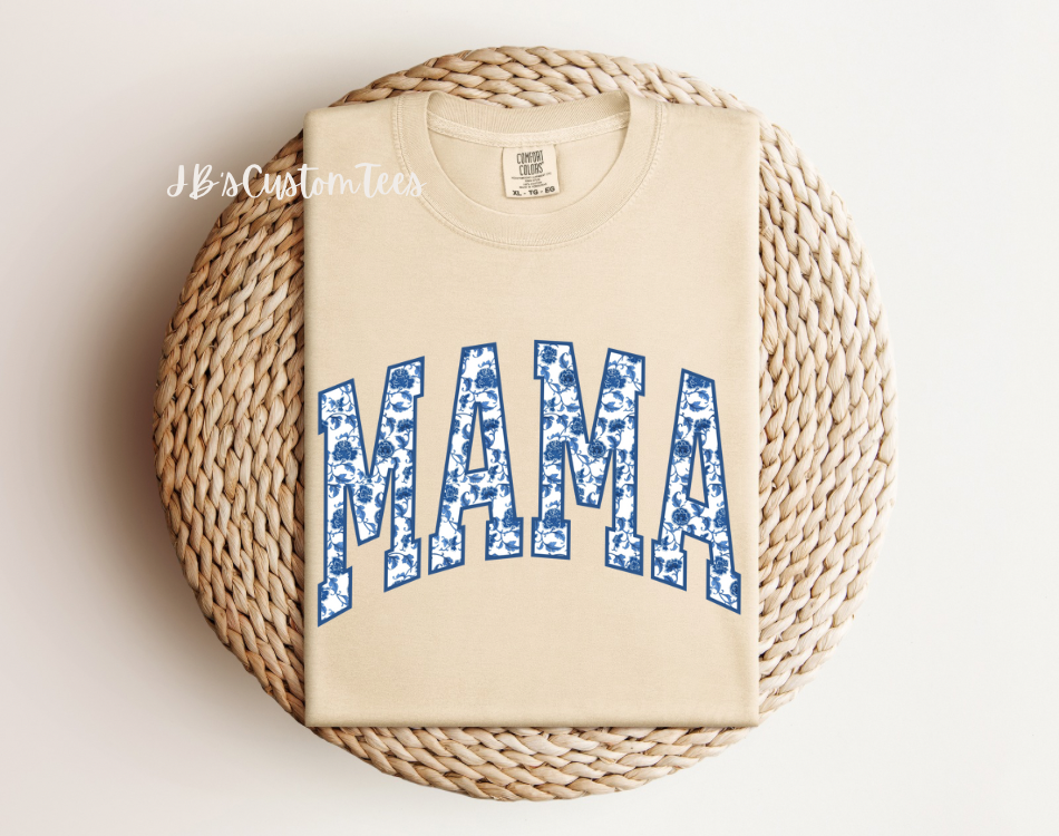 Blue Floral Mama Tee