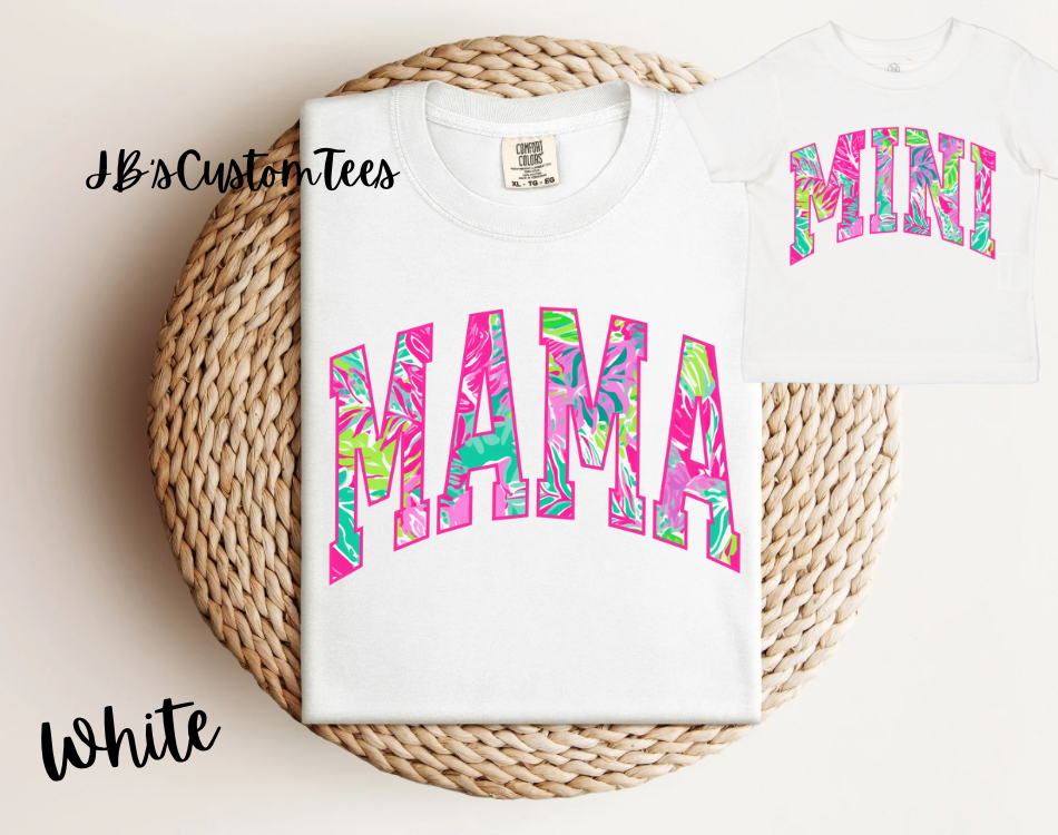 White Tropical Mama & Mini Tee Set