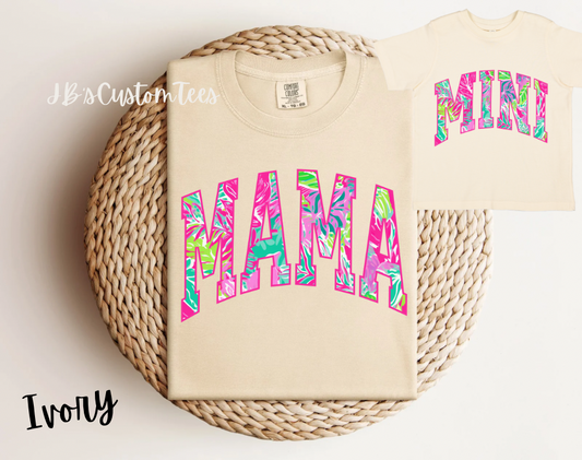 Ivory Tropical Mama & Mini Tee Set