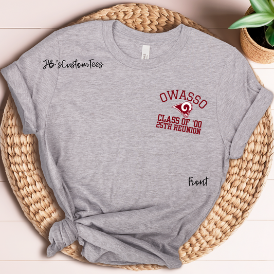 Owasso Rams Class of 2000 Reunion Unisex Bella Canvas Tee