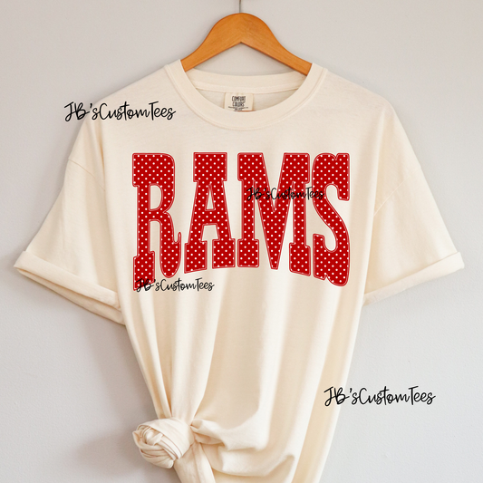 Crimson Polka Dot Rams