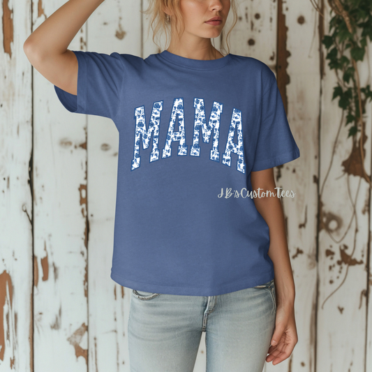 Floral Mama China Blue Comfort Colors Tee