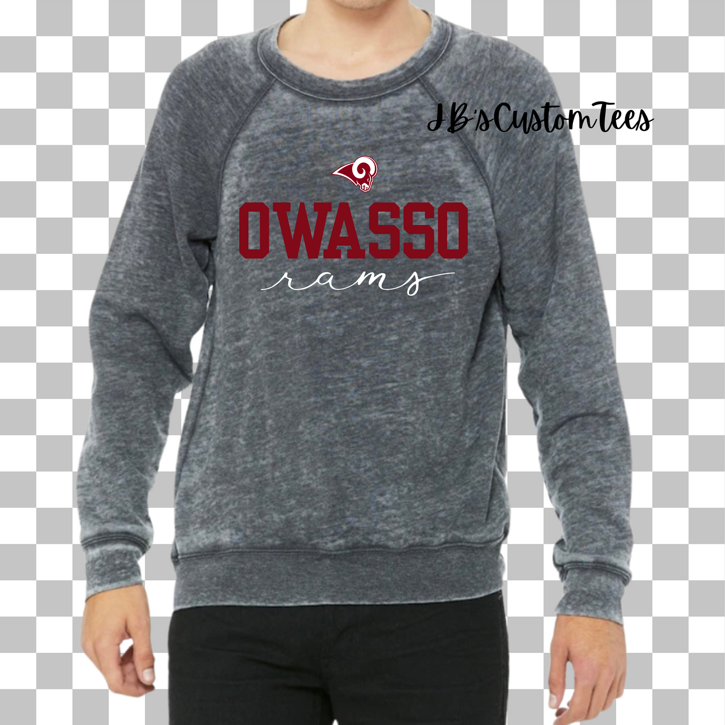 Owasso Rams Acid Washed Bella Canvas Sweatshirt