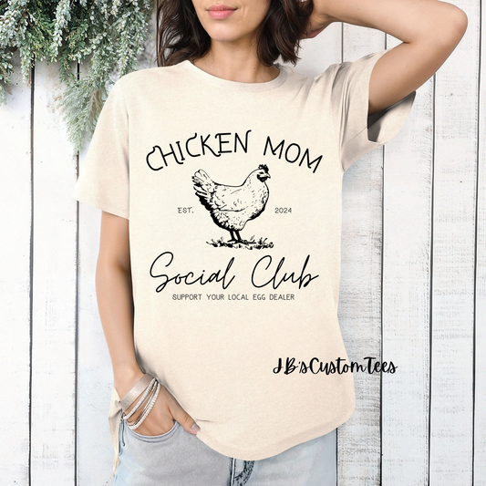 Chicken Mom Social Club Natural Gildan Tee