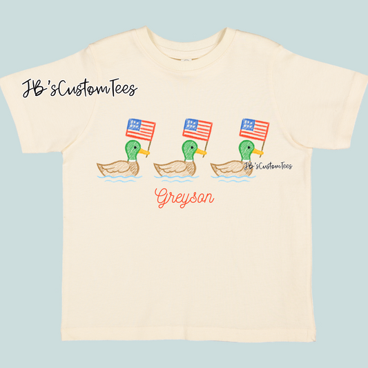 Custom Name Patriotic Ducks Tee