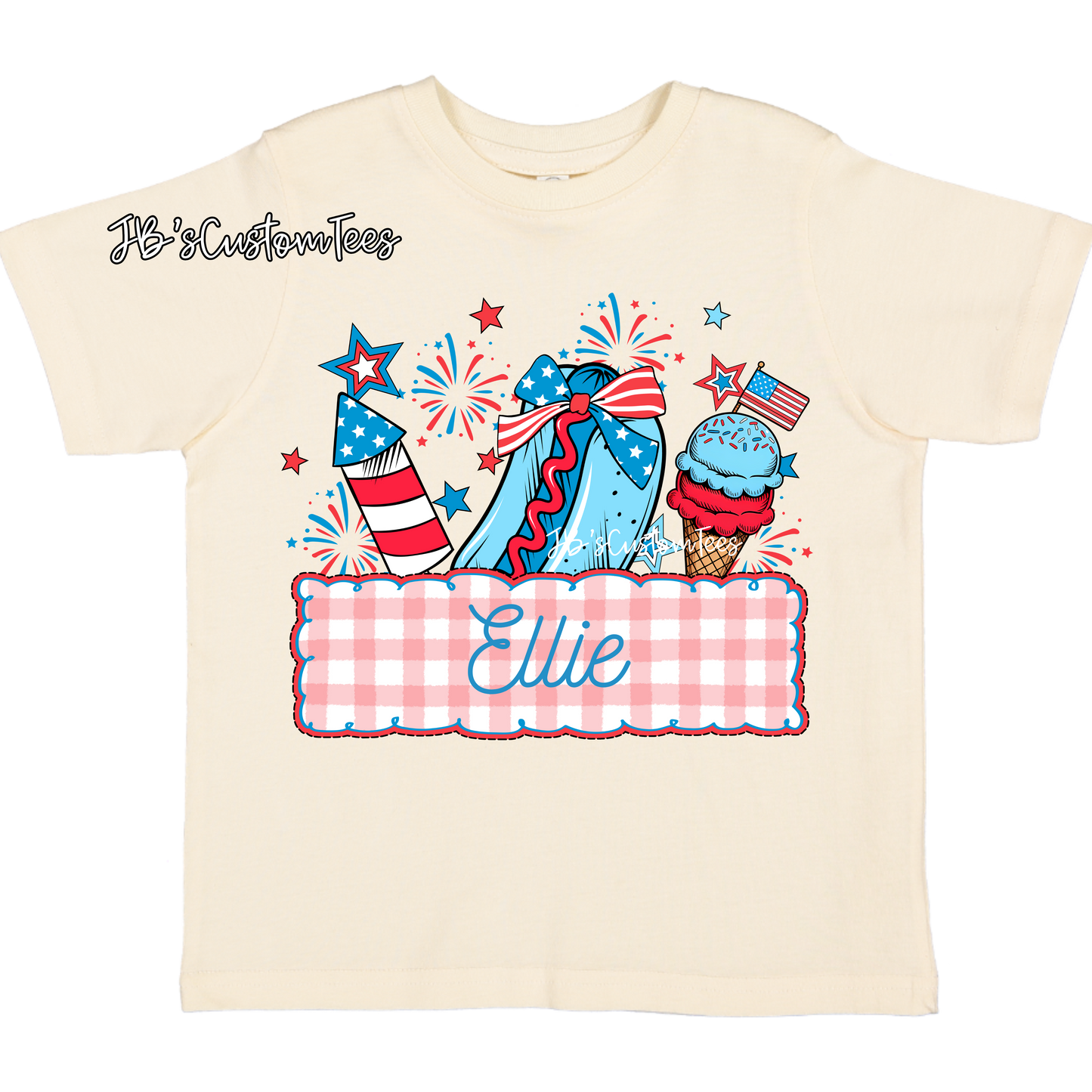 Custom Name Patriotic Vibes Girly Tee