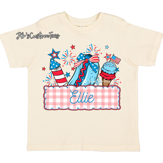 Custom Name Patriotic Vibes Girly Tee