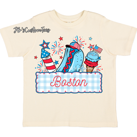 Custom Name Patriotic Vibes Boy Tee