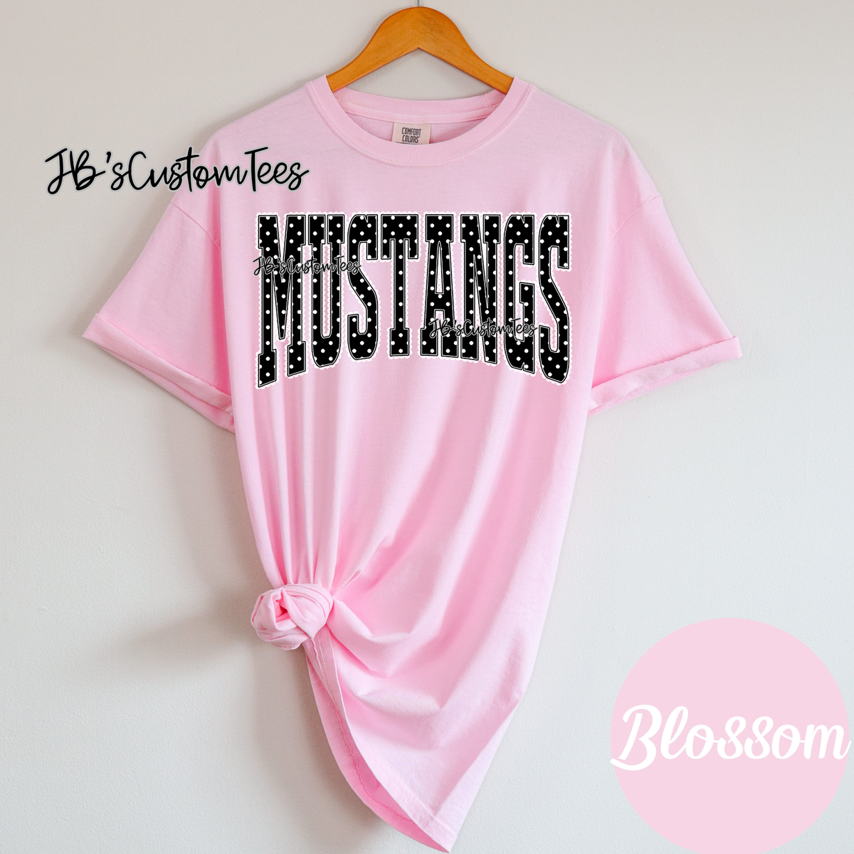 Polka Dot Lace Mustangs Light Pink