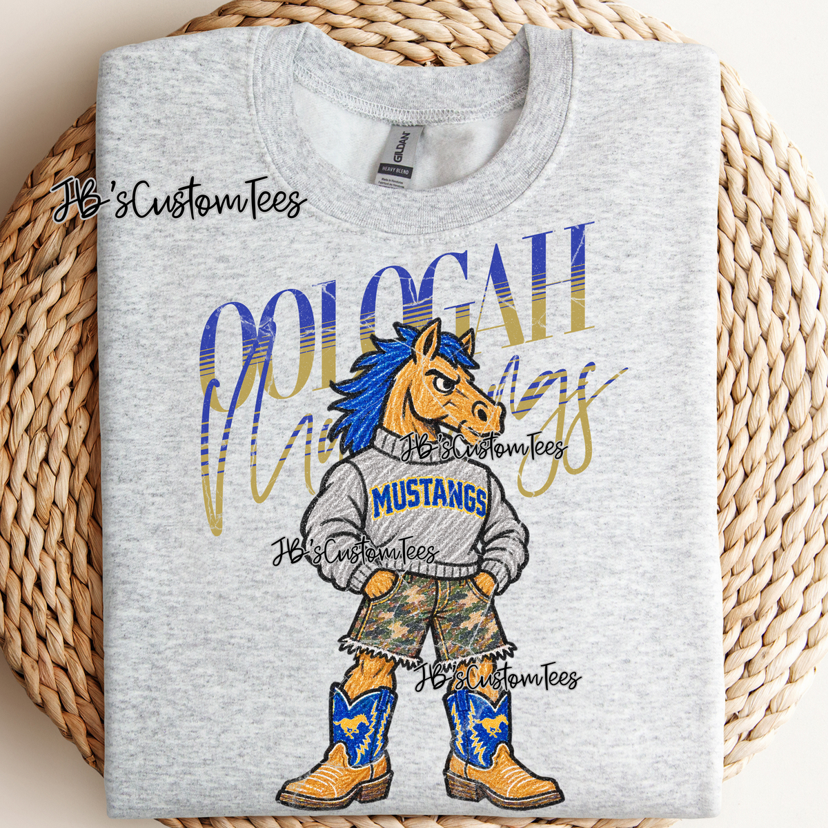 Oologah Mustangs Scribble Mascot - Youth