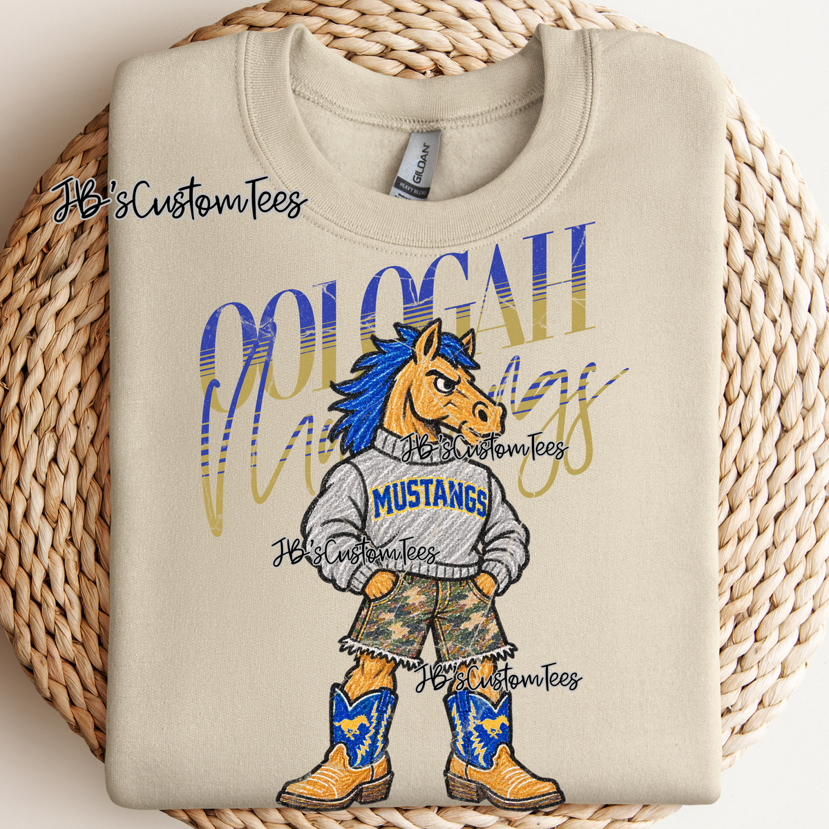 Oologah Mustangs Scribble Mascot - Youth