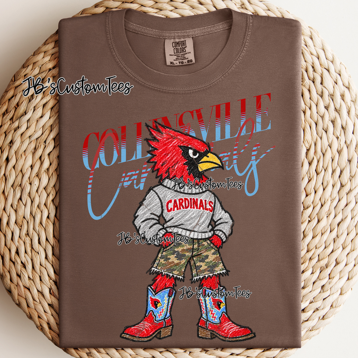 Collinsville Cardinals Scribbled Mascot