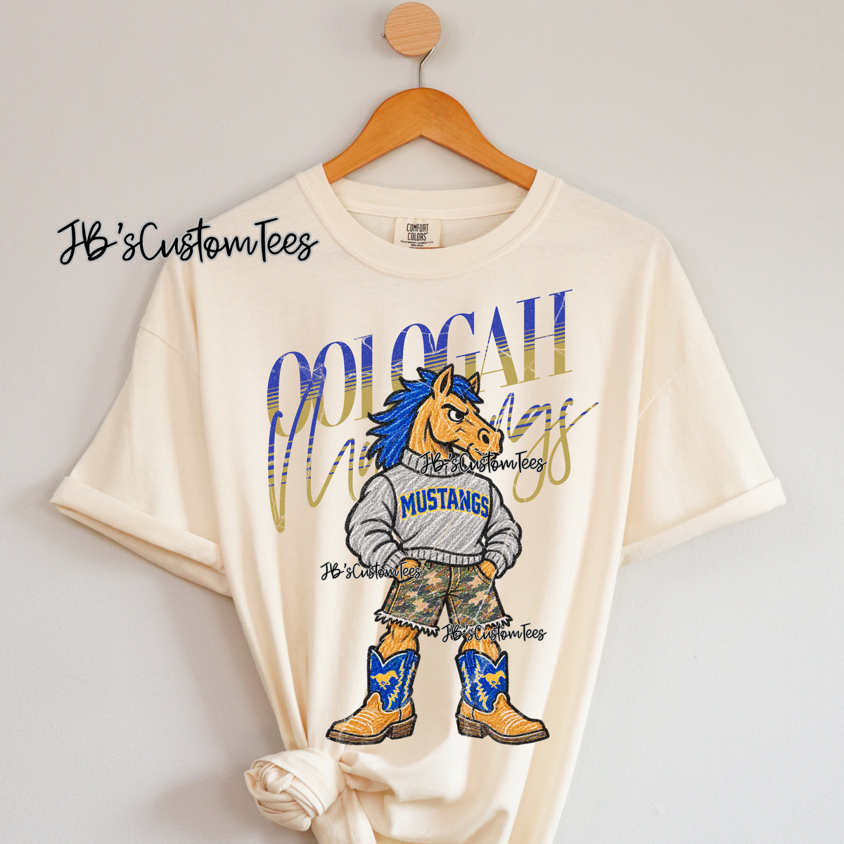 Oologah Mustangs Scribble Mascot - Youth