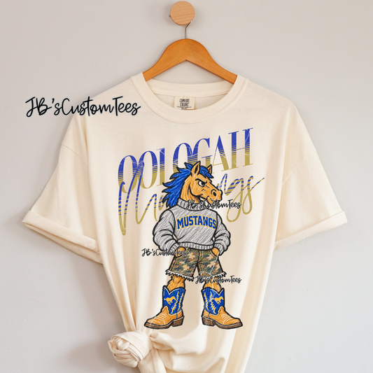Oologah Mustangs Scribble Mascot - Youth