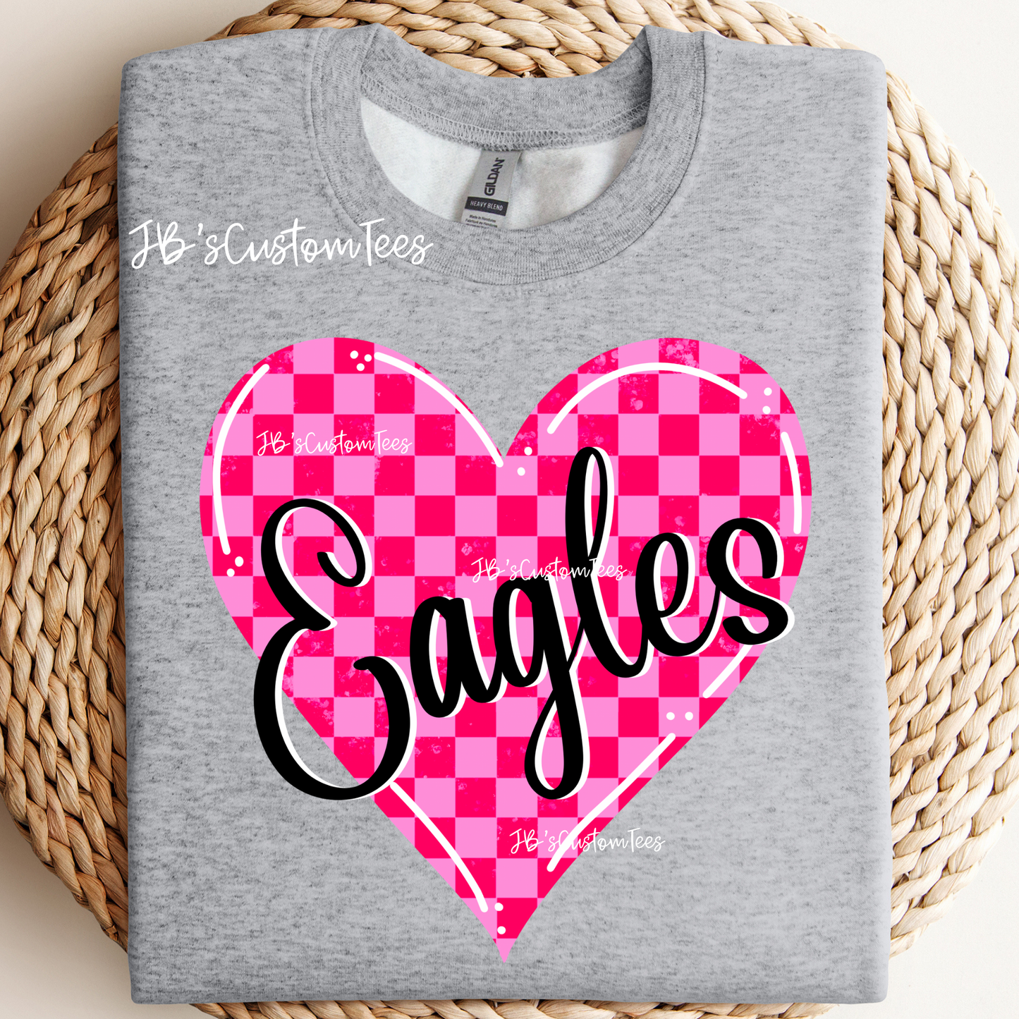 Eagles Pink Checkered Heart