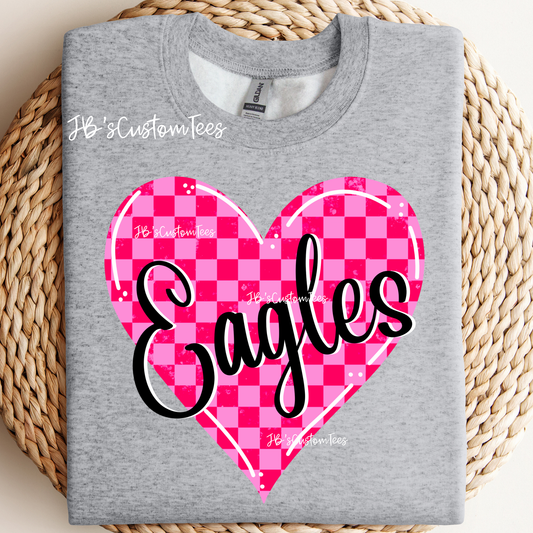 Eagles Pink Checkered Heart