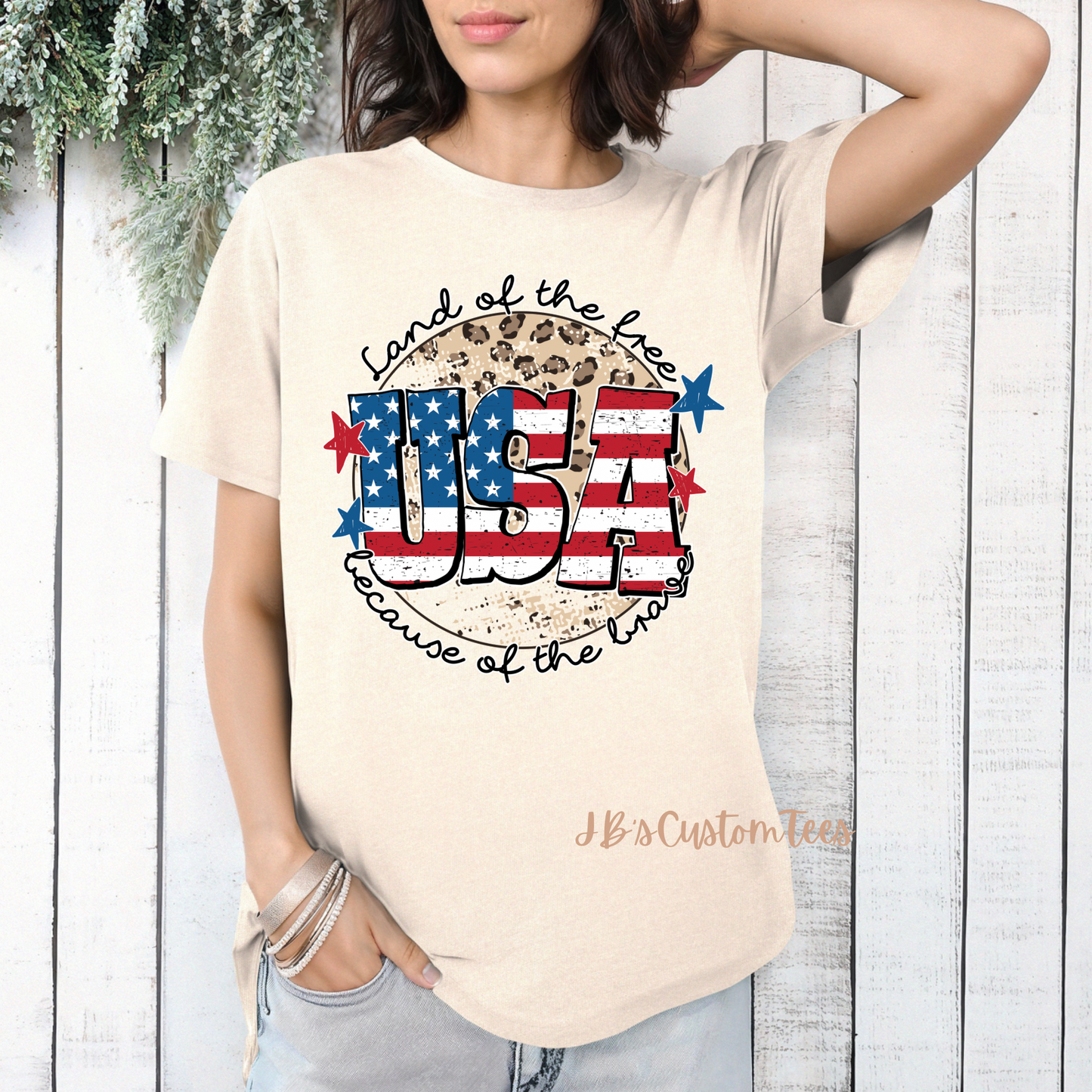 Land of the free because of the brave Tee