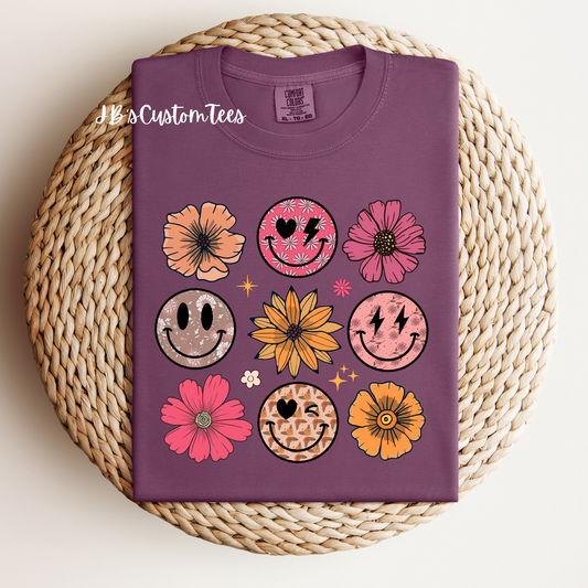 Spring Flowers Berry Comfort Colors Tee