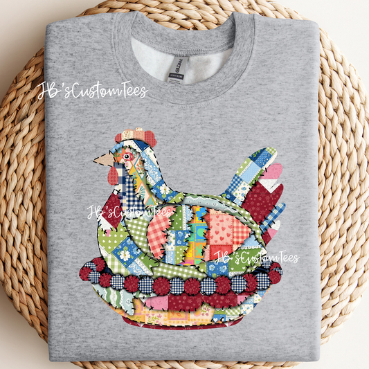 Patchwork Hen on a Nest