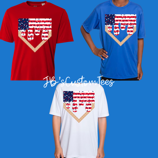 American Flag Ice Cream Drip Baseball Dri-Fit Tee