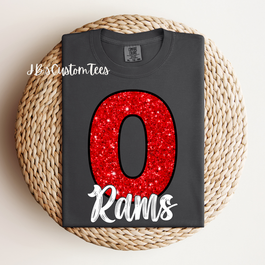 Faux Glitter O Rams Tee